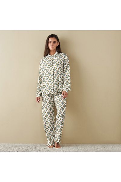 FAV All-Over Floral Print Shirt and Pyjama Set