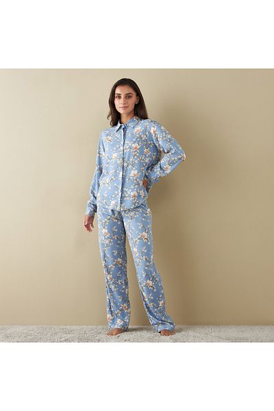 FAV All-Over Floral Print Shirt and Pyjama Set