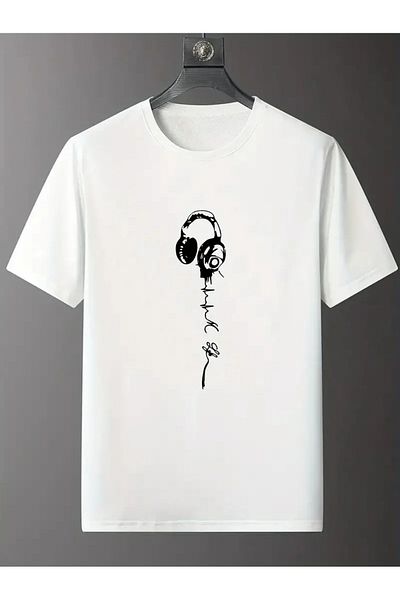 Frisson Unisex Headphone Printed Crew Neck Oversize T-Shirt