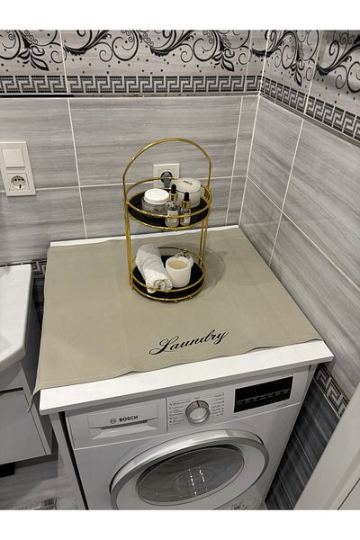 HALFART Husă pentru mașină de spălat, gri, din lenjerie de rață, impermeabilă și rezistentă la murdărie - cu opțiuni de model elegant