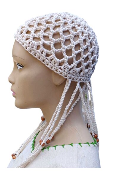 sinkop TIĞ İŞİ FİLE KADIN BONCUKLU SAÇAKLI  FİLE ŞAPKA SAÇ BANDI HAİR CROCHET...