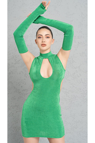 Kikiriki SIRT VE GÖĞÜS DEKOLTELİ BOĞAZLI ELBİSE