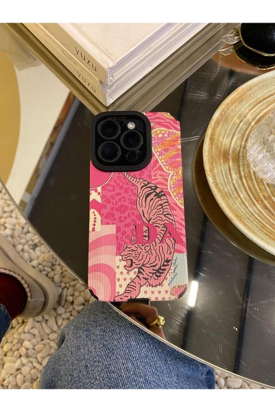 Melissatelier iPhone 15 Pro Compatible Phone Case (Pink Panther Pattern)