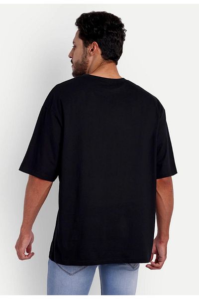 Frisson Red Vertical Printed Oversize Cotton T-shirt