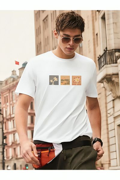 Frisson Cotton Combed Fabric Oversize Printed White T-shirt