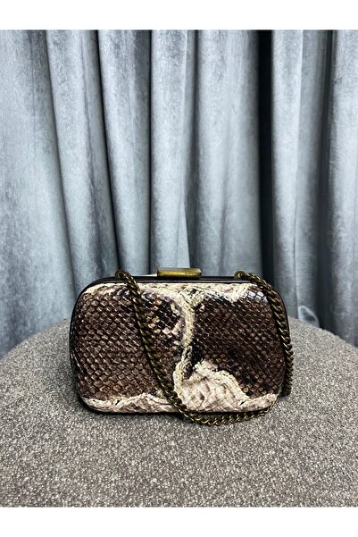 LOSS CLOUDY KAHVE YILAN DERİSİ ÇANTA