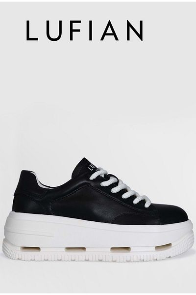 Kocamanlar Ayakkabı Lufian 121230007   Agatha Sneaker Unisex Leather Sports Shoes Black