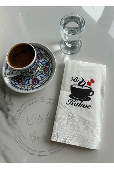 Kitchen Beauty 50'li Konuşan Sunumluk Dekor Motto Peçete Dekoratif Kahve Sunu...