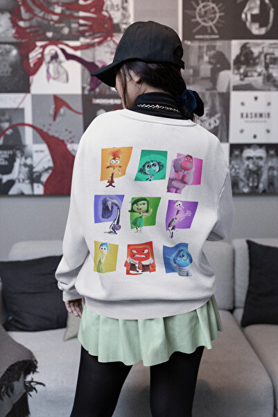 SEVBANO Terre Face Cartoon Printed Unisex Oversize Inside Out Dukserica