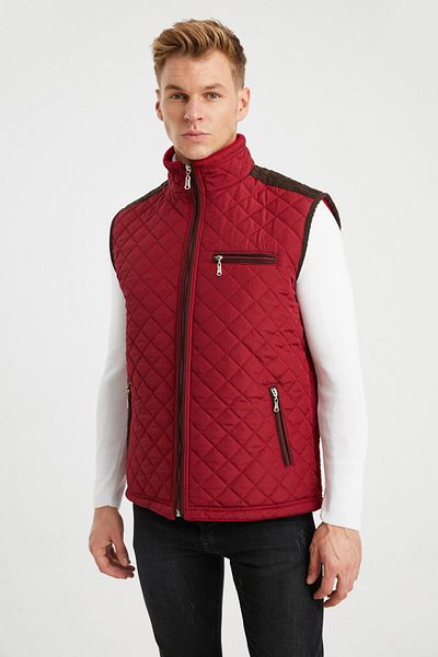 DYNAMO Men's Burgundy Fleece Lined Quilted Vest