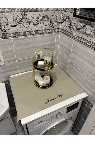 HALFART Husă pentru mașină de spălat, gri, din lenjerie de rață, impermeabilă și rezistentă la murdărie - cu opțiuni de model elegant