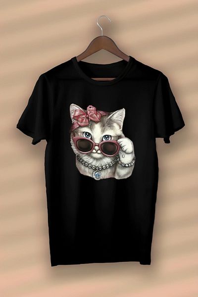 Guillermo Γυαλιά Cat Printed Organic Cotton White -unisex- Γυναικεία-ανδρικά - T-shirt