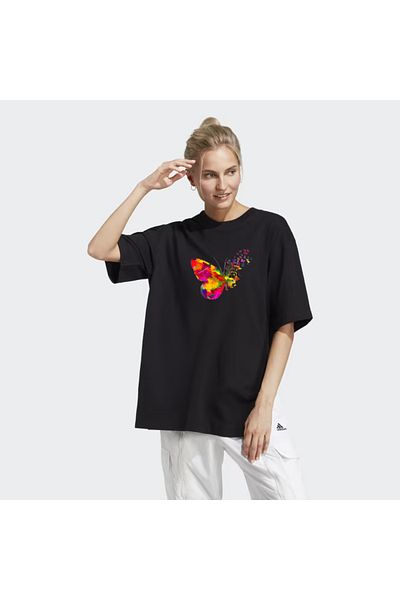 Frisson OVERSIZE T-Shirt Printed Oversize Crew Neck COLORFUL BUTTERFLY