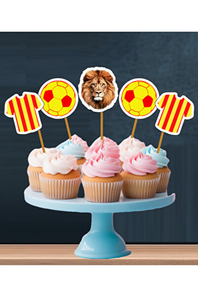 Hiras Dizayn 15adet Futbol Sarı Kırmızı Taraftar Doğum Günü Süsü Süs Cupcake ...