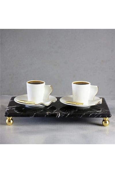 Akayev Marble Black 30X20 cm Gold Bead Standing Presentation Plate