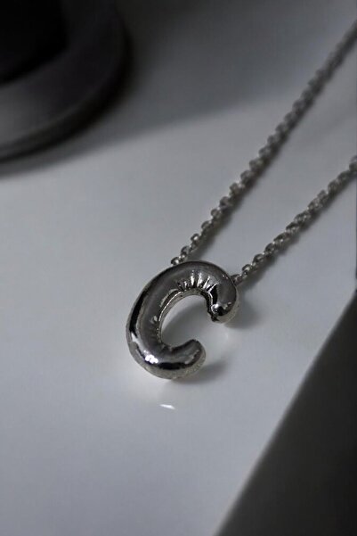 MakeWell Letter Design Simple Chain Letter Necklace Silver Color Letter Necklace