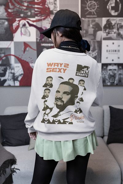 SEVBANO Way 2 Sexy Drake Printed Unisex Oversize Vintage Rapper Sweatshirt