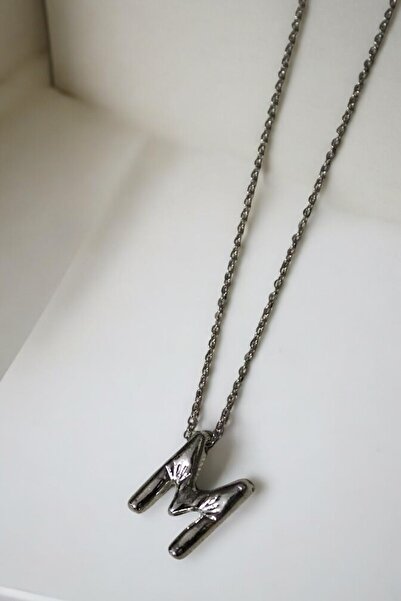 MakeWell Letter Design Simple Chain Letter Necklace Silver Color Letter Necklace