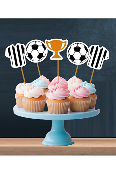 Hiras Dizayn 15 τεμ. Φορμάκια ποδοσφαίρου μαύρο και άσπρο στολίδι γενεθλίων γ...