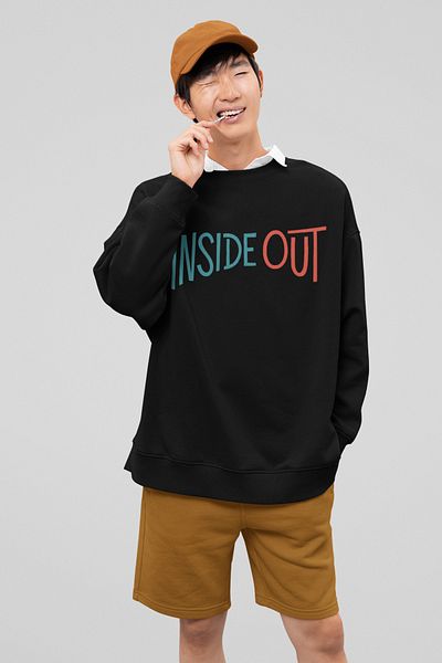 SEVBANO Insiide Out Cartoon Printed Unisex Oversize Reverse Face Sweatshirt