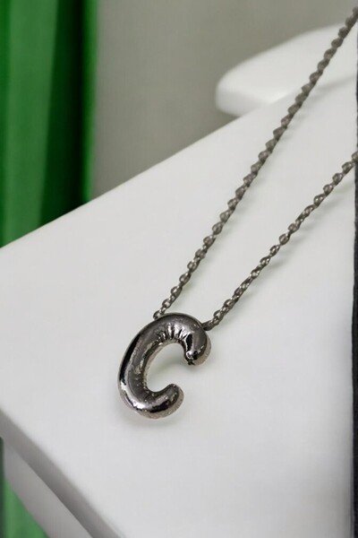 MakeWell Letter Design Simple Chain Letter Necklace Silver Color Letter Necklace