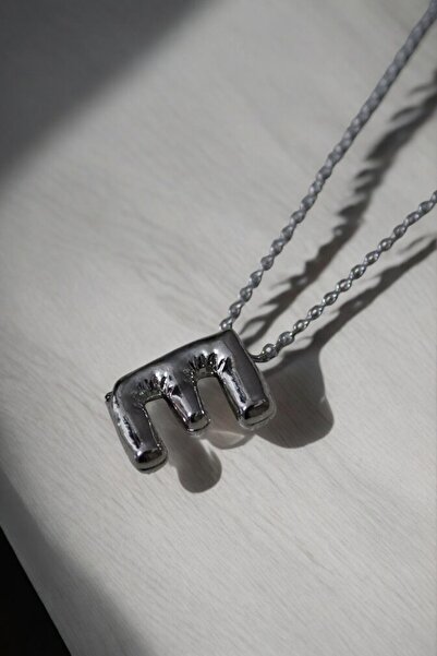 MakeWell Letter Design Simple Chain Letter Necklace Silver Color Letter Necklace