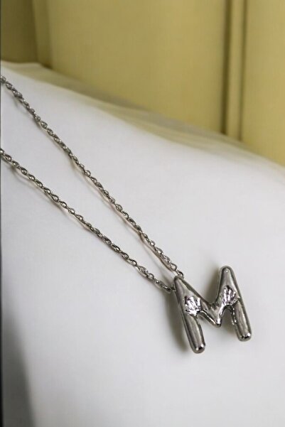 MakeWell Letter Design Simple Chain Letter Necklace Silver Color Letter Necklace
