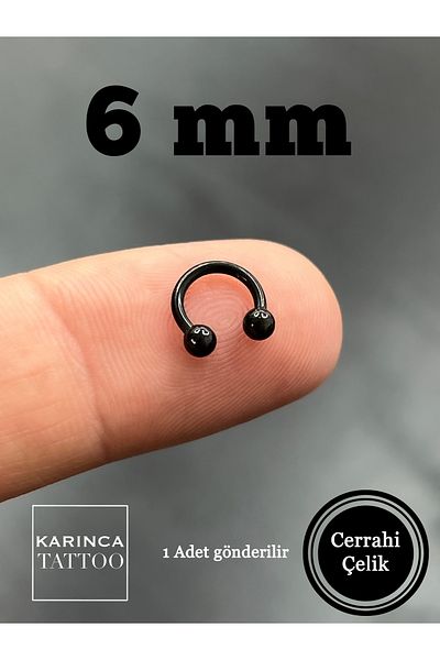 Karınca Piercing 6 mm - Smallest Size Black Forward Helix Nostril Smiley Piercing