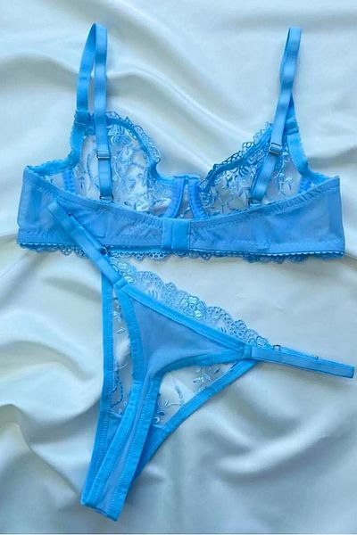 Moldina Γυναικείο Σετ σουτιέν Ανοιχτό Μπλε Floral Underwire