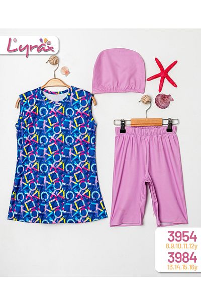 Modomood Girl's Top, Bonnet, Leggings 3 Pieces Squid Game Themed Sea Pool Set