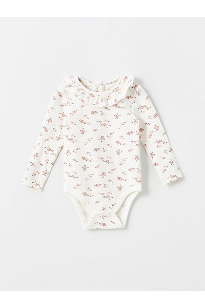 LC Waikiki Crew Neck Long Sleeve Floral Baby Girl Snap Closure Bodysuit and Leggings 2-Piece