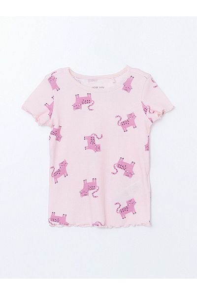 LC Waikiki Crew Neck Printed Baby Girl Pajama Set