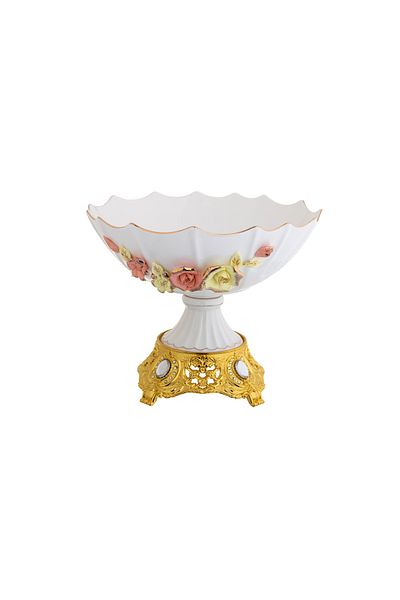 Dania Porcelain dessert plate with gold metal base