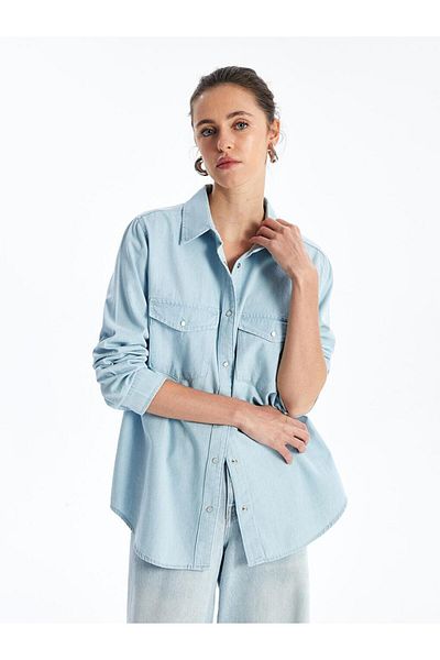 LC Waikiki Straight Long Sleeve Women's Jean Shirt