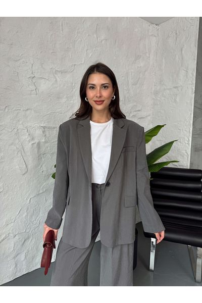 Elif Özbey Butik Μπουφάν Anthracite Modal με κουμπιά