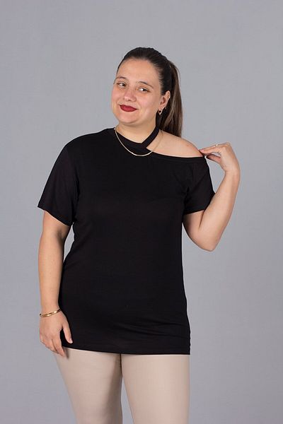 Truva XXL Large Size One Shoulder Detailed Blouse