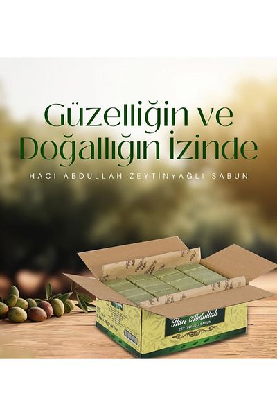 HACI ABDULLAH ZEYTİNYAĞLI DOĞAL SABUNLAR صابون زيت الزيتون - 4 كيلو - 1 علبة - (1 حبة)