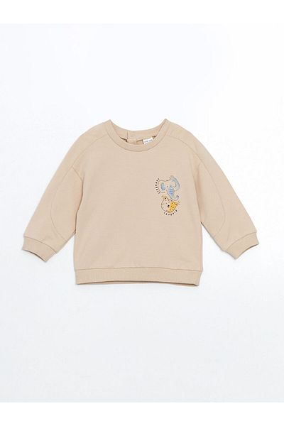 LC Waikiki Crew Neck Printed Sweatshirt and Sweatpants for Baby Boy - Set of 2
