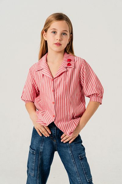 GİYİCEM TEKSTİL Girl's Size Pleated Shirt 3151