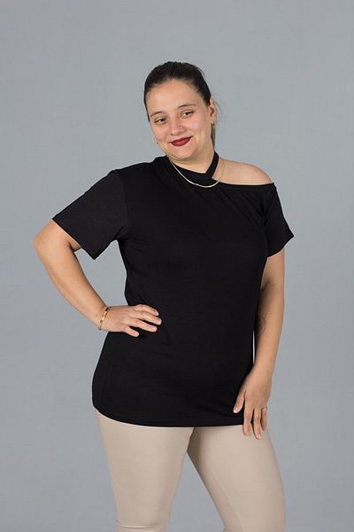 Truva XXL Large Size One Shoulder Detailed Blouse