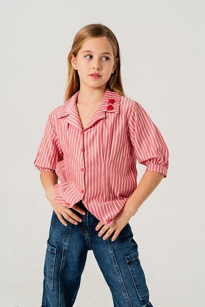GİYİCEM TEKSTİL Girl's Size Pleated Shirt 3151