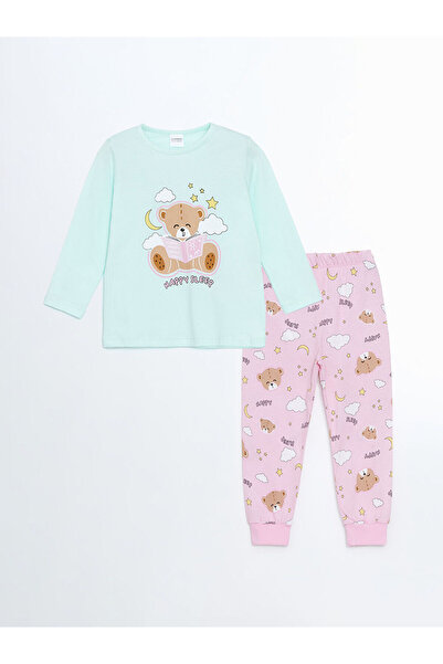 LC Waikiki Peak New Season Crew Neck Printed Girls' Pajama Set