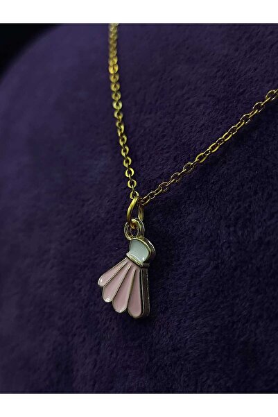 sarıyer silver Badminton Topu Figürlü Badminton Ve Spor Temalı Mineli Altın Kaplama Çelik Kolye