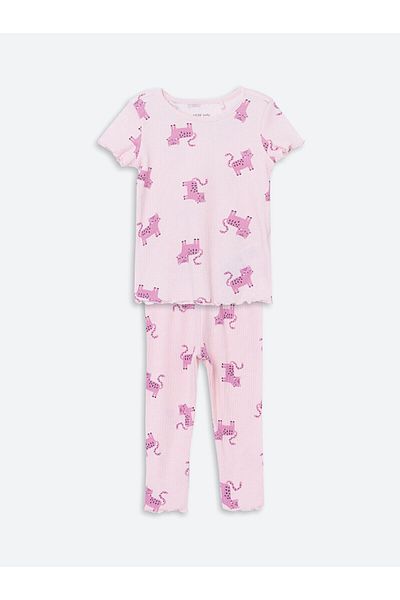 LC Waikiki Crew Neck Printed Baby Girl Pajama Set