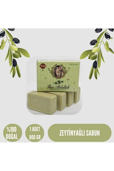HACI ABDULLAH ZEYTİNYAĞLI DOĞAL SABUNLAR Olive Oil Soap - 800Gr - (1 Piece)