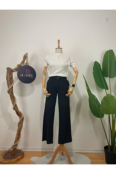 LASEL CREW NECK SHORT SLEEVE SWEATER ECRU