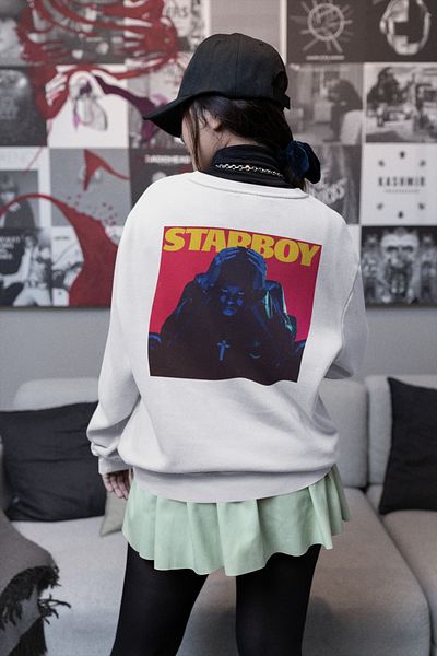 SEVBANO Starboy the Weeknd Printed Unisex Oversize Rapper Sweatshirt