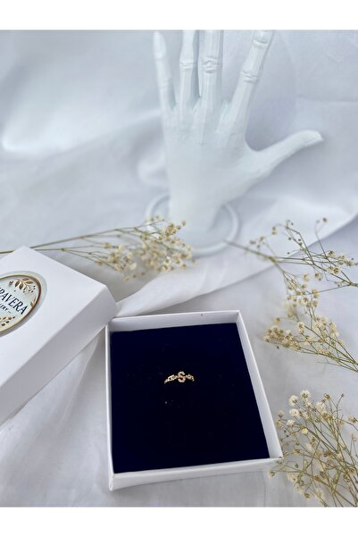 Miravera Jewellery Zirve Işıltısı-Altın Kaplama Ayarlanabilir S Harfli Yüzük