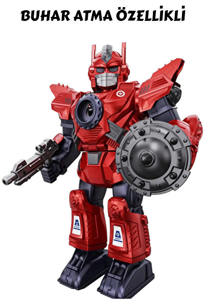 YILDIRIM OYUNCAK Pilli Sesli Işıklı ve Müzikli Buhar Çıkartan Hareketli Pilli Robot 34 cm - Buhar Atan Müzikli Robot