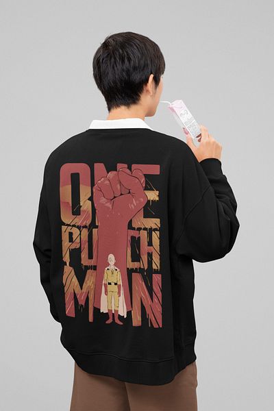 SEVBANO Saitama One Punch Man Printed Unisex Oversize Anime Sweatshirt